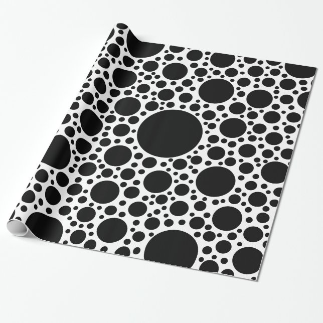 Black Dots Pattern + your backgr. & ideas Wrapping Paper (Unrolled)