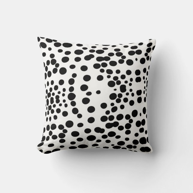 Black dots white background Dalmatian dog cow  Cushion (Front)