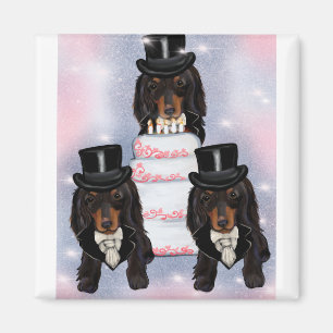 Black Doxie Grooms Magnet