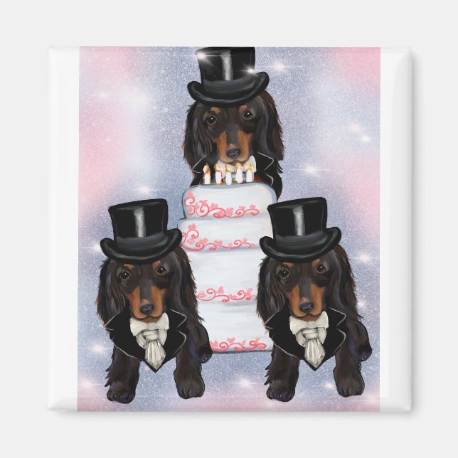 Black Doxie Grooms Magnet (Front)