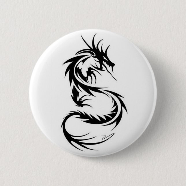Black Dragon 6 Cm Round Badge (Front)