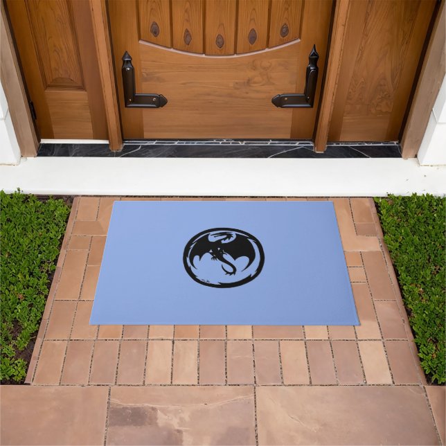 Black Dragon blue doormat (Outdoor)
