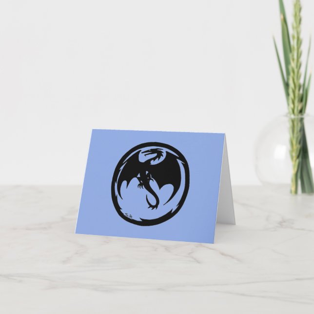 Black Dragon blue greeting card (Front)