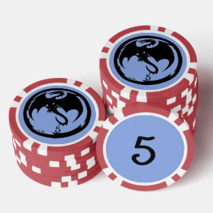 Black Dragon blue red 5 striped poker chip