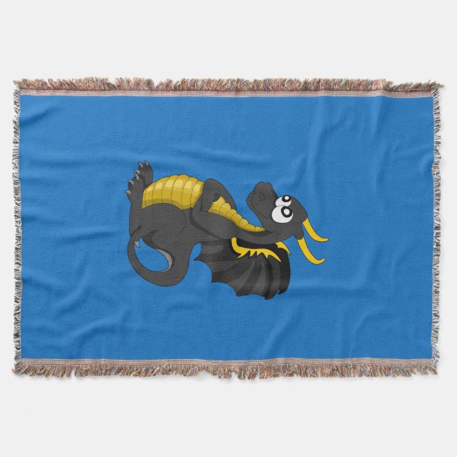 Black dragon cartoon throw blanket (Front)