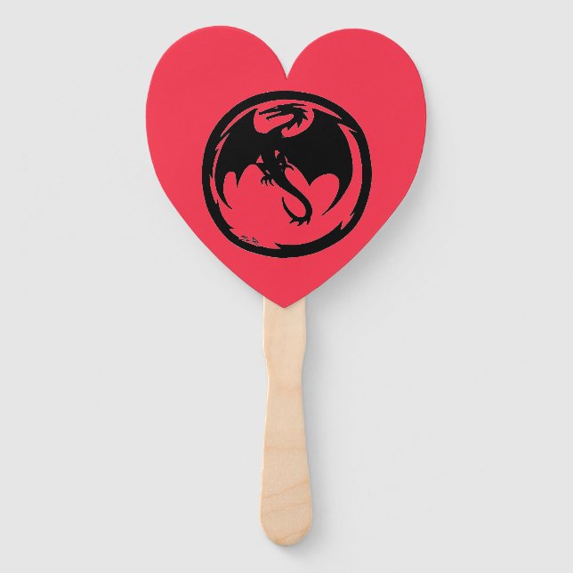 Black Dragon coral heart hand fans (Front)
