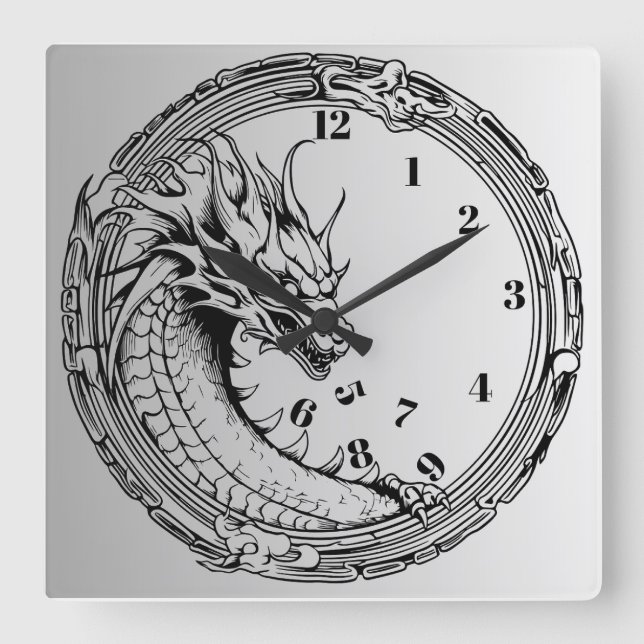 Black Dragon  Eating the Time  Wall Clock  (Front)