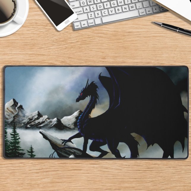 Black Dragon Fantasy Blue Mountains Desk Mat (Creator Uploaded)