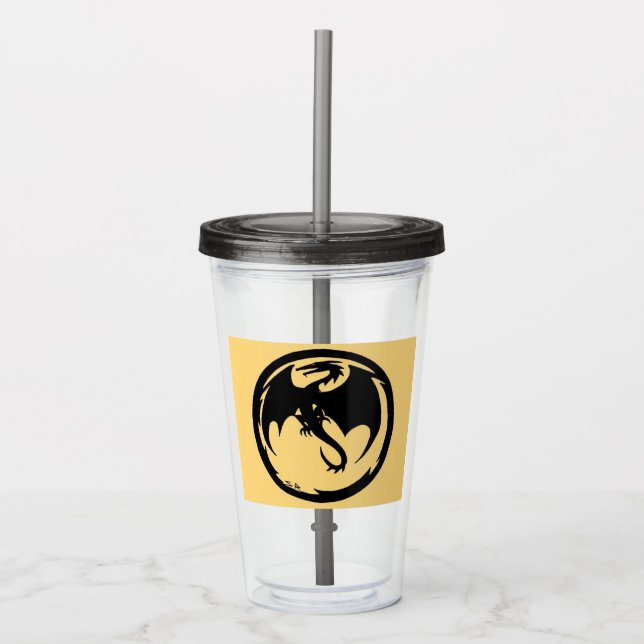 Black Dragon gold acrylic tumbler (Front)