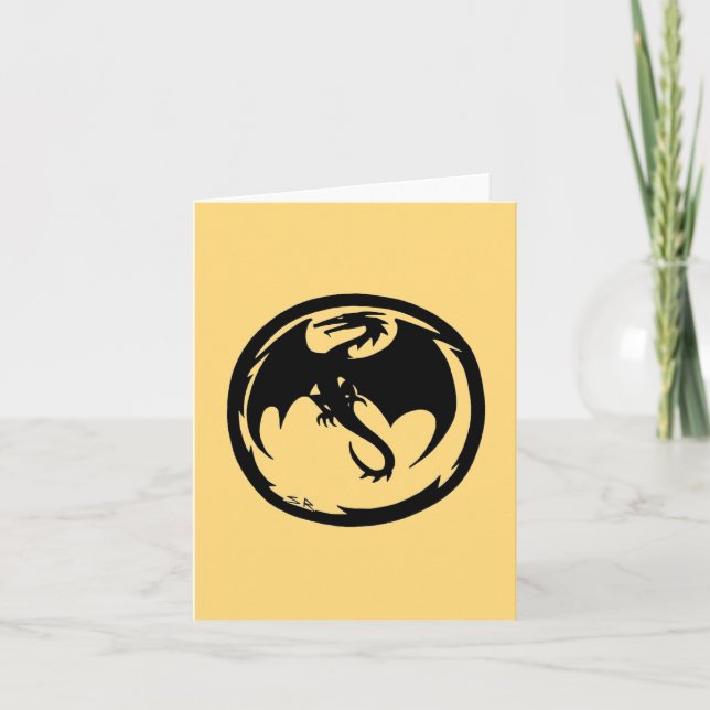 Black Dragon gold greeting card (Front)