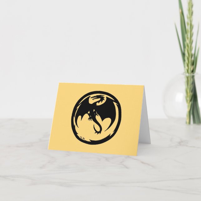 Black Dragon gold greeting card (Front)