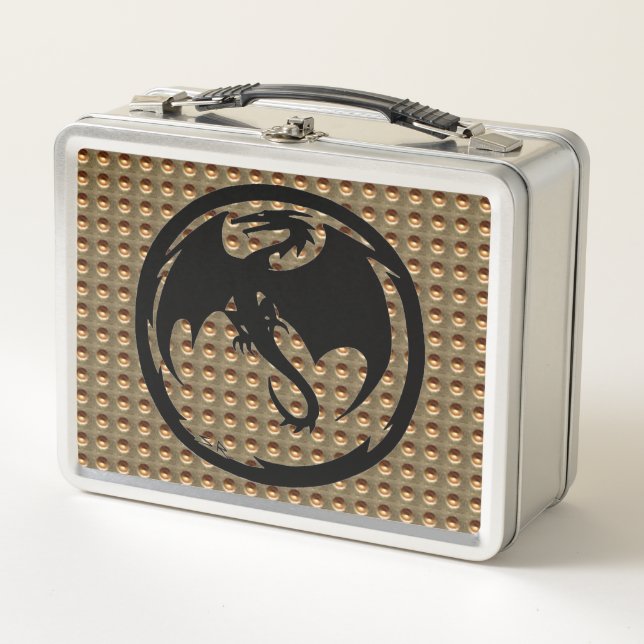Black Dragon Gold Indent stainless lunchbox (Front)
