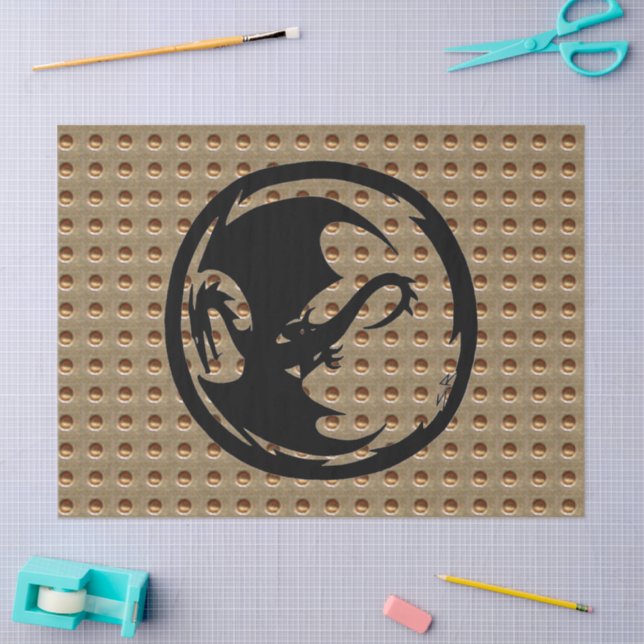 Black Dragon gold indent tissue paper (Craft)