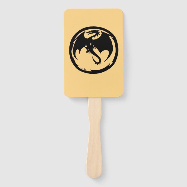 Black Dragon gold rectangle hand fans (Front)