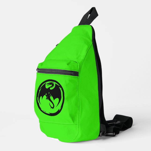 Black Dragon greeen sling bag backpack (Right Corner)