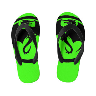 Black Dragon green toddler flip flops