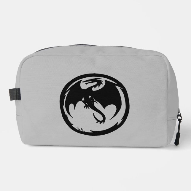 Black Dragon grey dopp kit toiletry bag (Front)