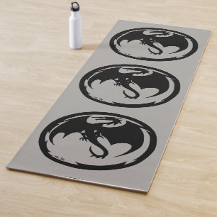Black Dragon grey yoga mat