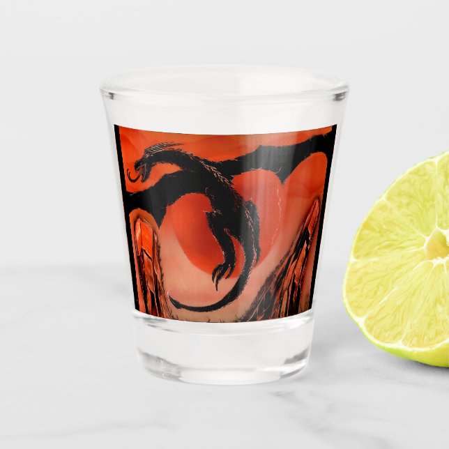 Black Dragon in Flight Shot Glass (Front)