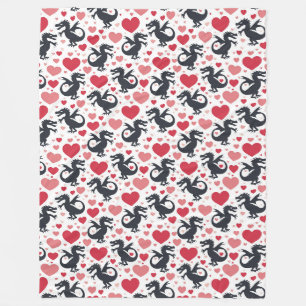 Black Dragon in Love Fleece Blanket