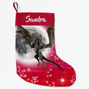 Black Dragon - Mythical Fantasy Creat Personalised Small Christmas Stocking