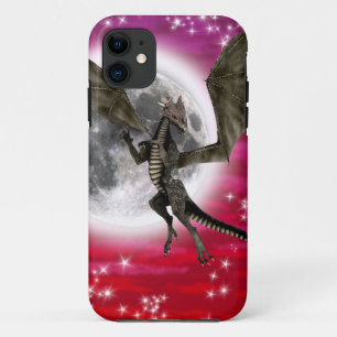 Black Dragon - Mythical Fantasy Creature Red Sky iPhone 11 Case