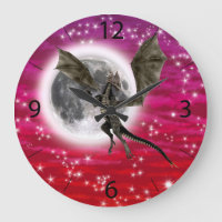 Black Dragon - Mythical Fantasy Creature Red Sky
