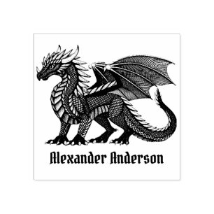 Black Dragon Name Plate Personalize Rubber Stamp