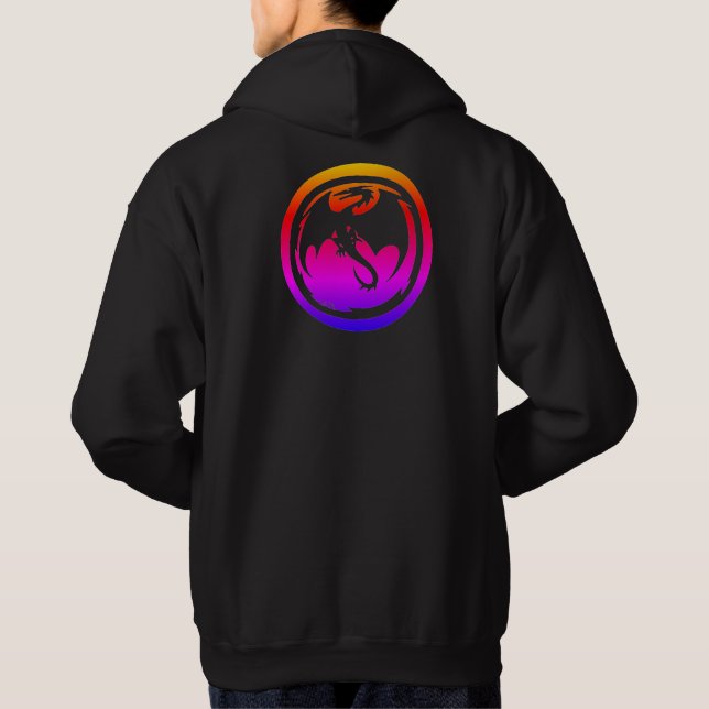 Black Dragon neon men black hooded sweatshirt back (Back)