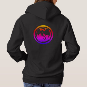 Black Dragon neon women black hooded sweatshirt
