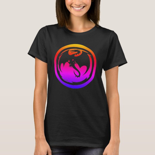 Black Dragon neon women black t-shirt (Front)