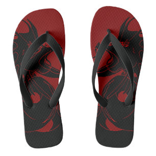 Black Dragon on Red Thongs