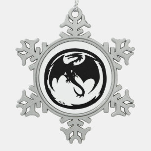 Black Dragon pewter snowflake ornament