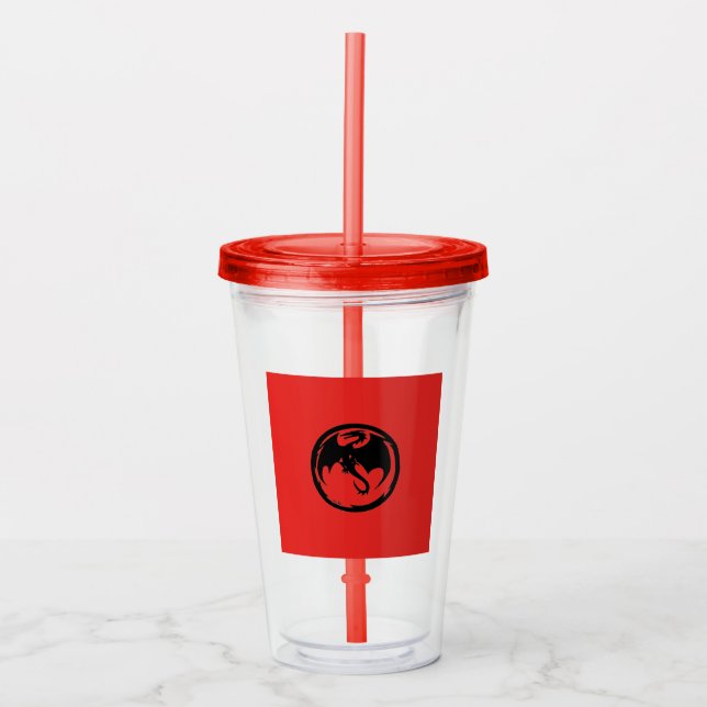 Black Dragon red acrylic tumbler (Front)