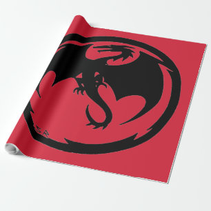 Black Dragon red glossy wrapping paper large