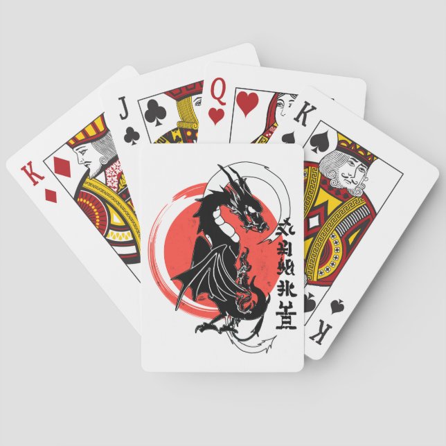 Black dragon, red moon playing cards (Back)