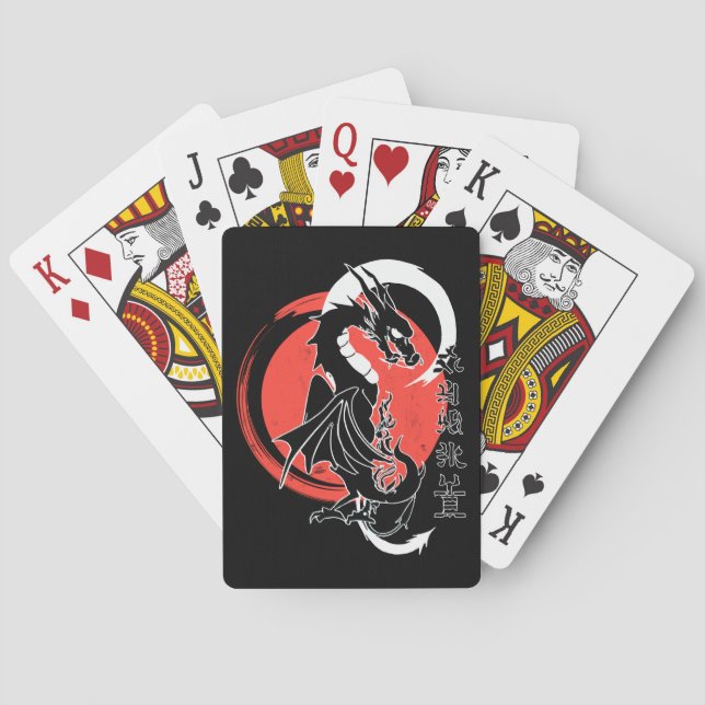 Black dragon, red moon playing cards (Back)