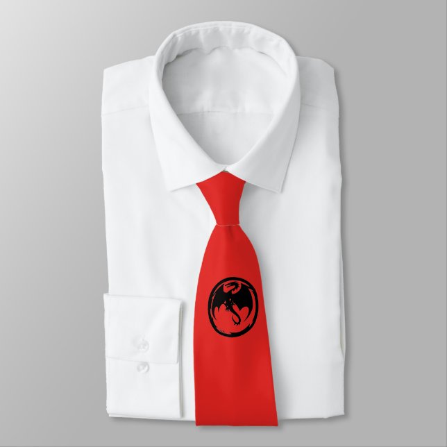Black Dragon Red necktie (Tied)