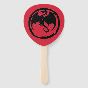 Black Dragon red paddle hand fans