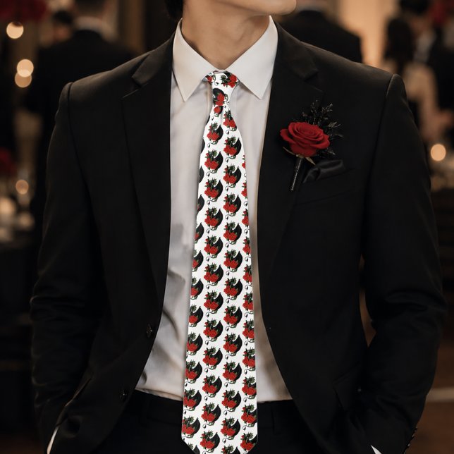Black Dragon Red Rose Fantasy Gothic Tie (Creator Uploaded)