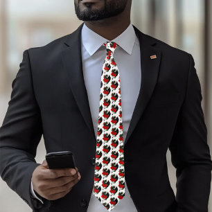 Black Dragon Red Rose Fantasy Gothic Tie