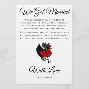 Black Dragon Red Rose Fantasy Gothic Wedding Invitation
