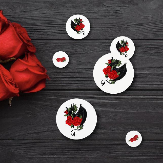 Black Dragon Red Roses Fantasy Confetti (Creator Uploaded)