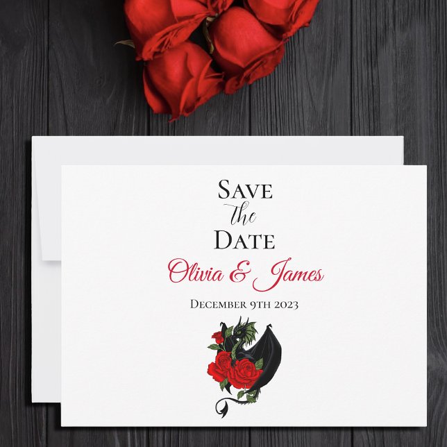 Black Dragon Red Roses Fantasy Save The Date (Creator Uploaded)