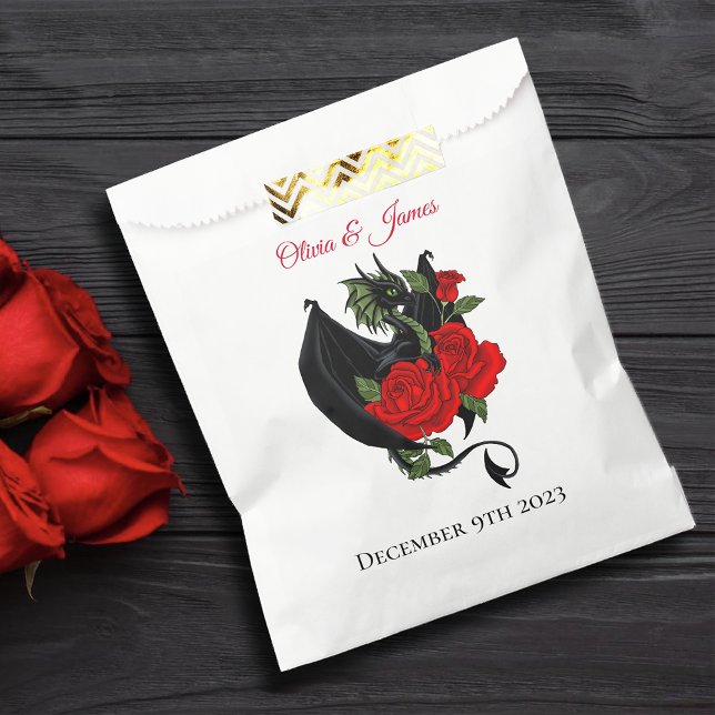 Black Dragon Red Roses Fantasy Wedding Favour Bag (Creator Uploaded)