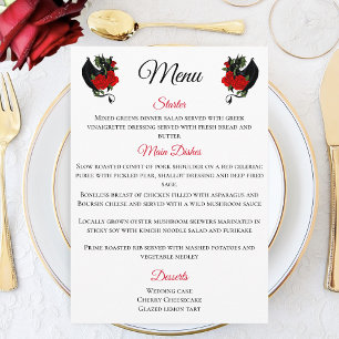 Black Dragon Red Roses Fantasy Wedding Menu