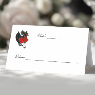Black Dragon Red Roses Fantasy Wedding Place Card