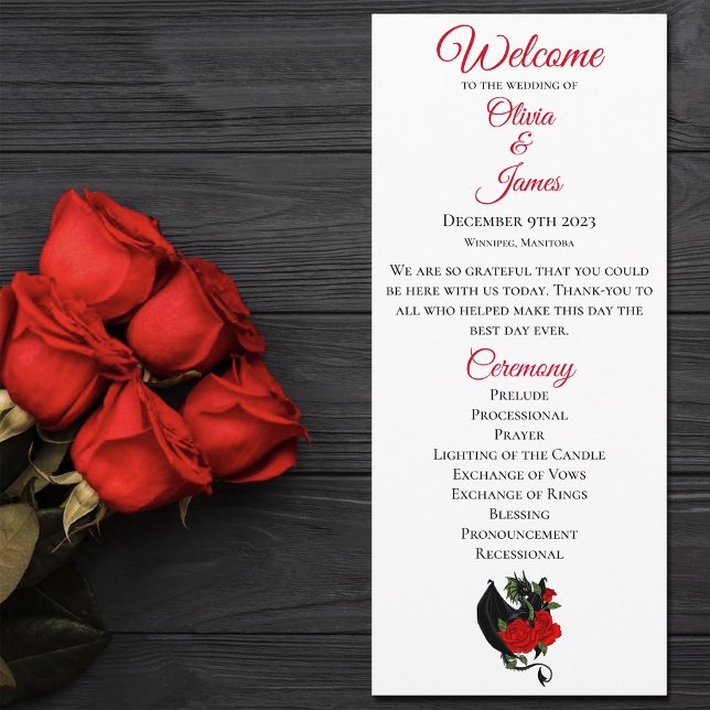 Black Dragon Red Roses Fantasy Wedding Program (Creator Uploaded)