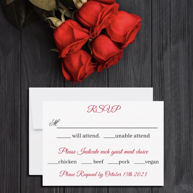 Black Dragon Red Roses Fantasy Wedding RSVP Card (Creator Uploaded)