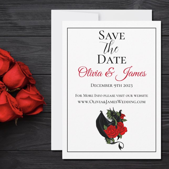 Black Dragon Red Roses Fantasy Wedding Save The Date (Creator Uploaded)